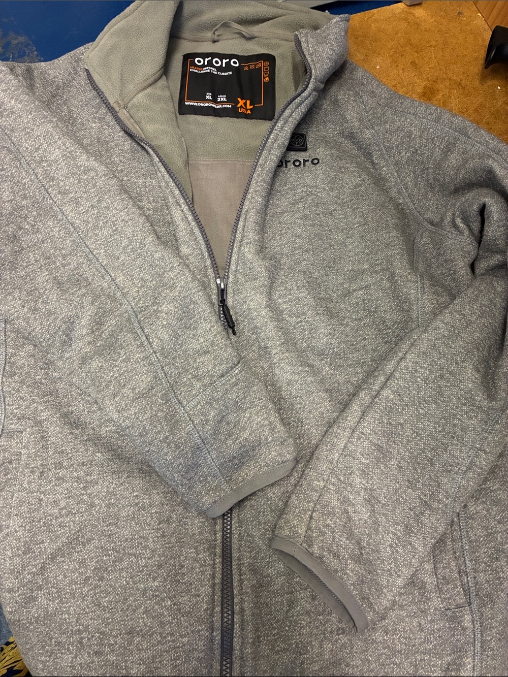 Ororo Men’s Gray Full-Zip Tech Fleece Jacket